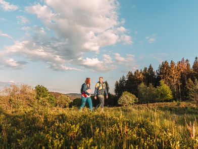 Wanderpaar in Heidekandschaft in Willingen